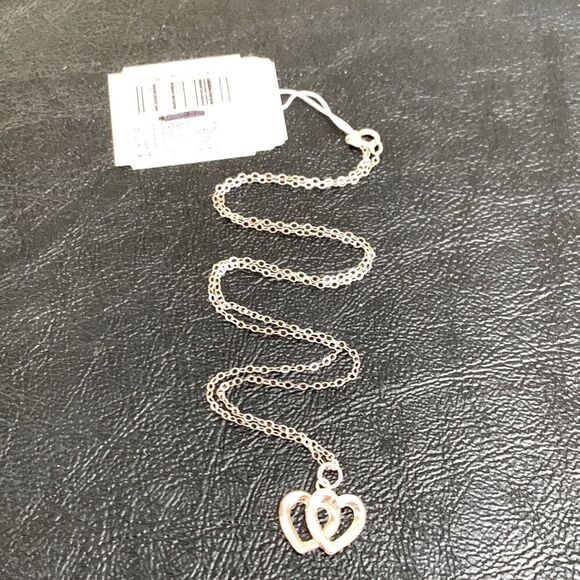 Sterling Silver Double Heart Necklace, Eternal Love Hearts, Valentines Day Gift - Picture 3 of 6